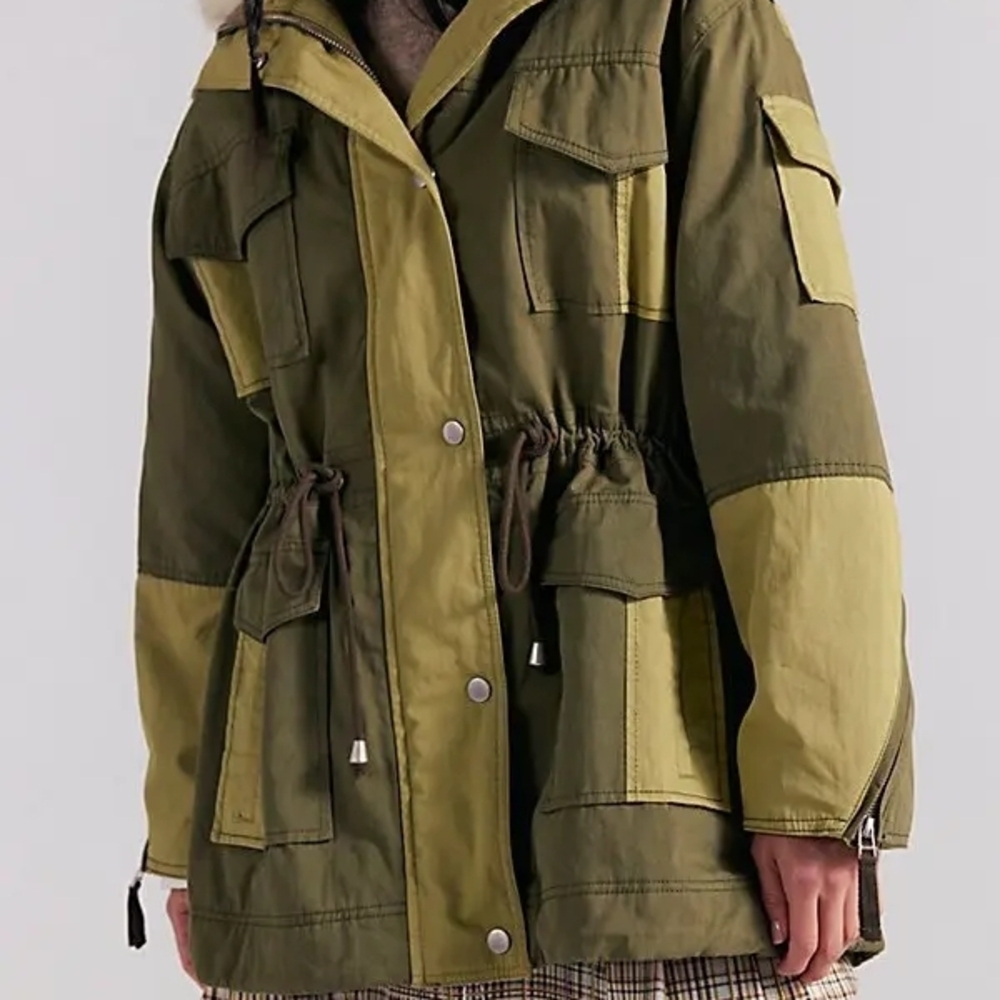 Free People Khaki Fur-Trimmed Utility Jacket - Picture 8 of 8